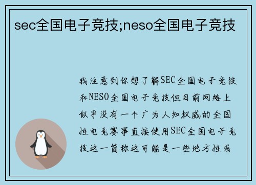 sec全国电子竞技;neso全国电子竞技