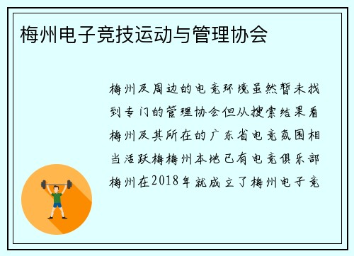 梅州电子竞技运动与管理协会